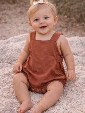 kate quinn Rust Brown Bamboo Baby Romper